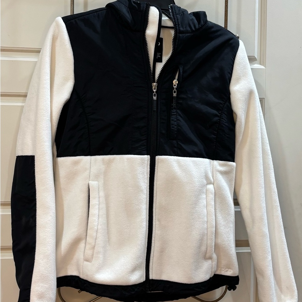 Izod Women's Black and White Jacket with hood